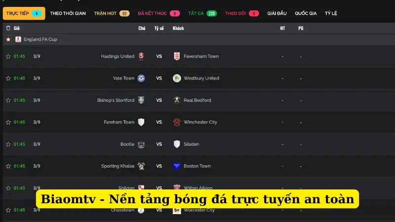 Biaomtv - Nền tảng bóng đá trực tuyến an toàn