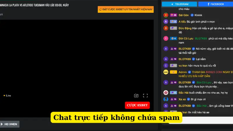 Chat trực tiếp không chứa spam