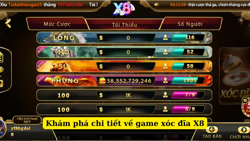 Khám phá chi tiết về game xóc đĩa X8
